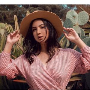 Zara red and white striped wrap top